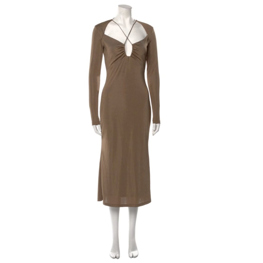 Jason Wu Square Neckline Midi Dress Brown ( S )